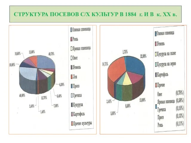 СТРУКТУРА ПОСЕВОВ С/Х КУЛЬТУР В 1884 г. И В к. XX в.