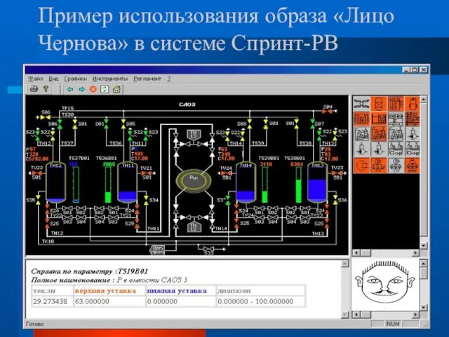 Пример использования образа «Лицо Чернова» в системе Спринт-РВ