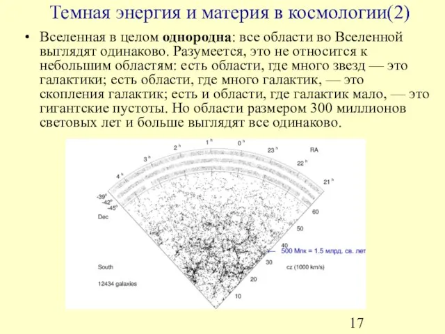 Вселенная в целом однородна: все области во Вселенной выглядят одинаково. Разумеется, это