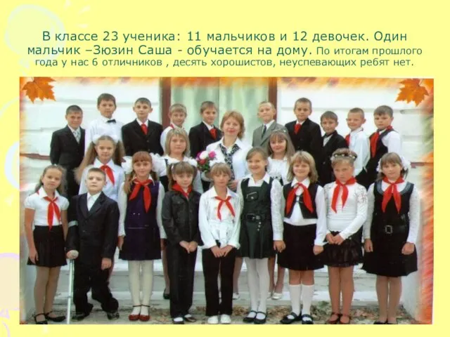 В классе 23 ученика: 11 мальчиков и 12 девочек. Один мальчик –Зюзин
