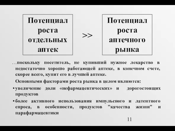 …поскольку посетитель, не купивший нужное лекарство в недостаточно хорошо работающей аптеке, в