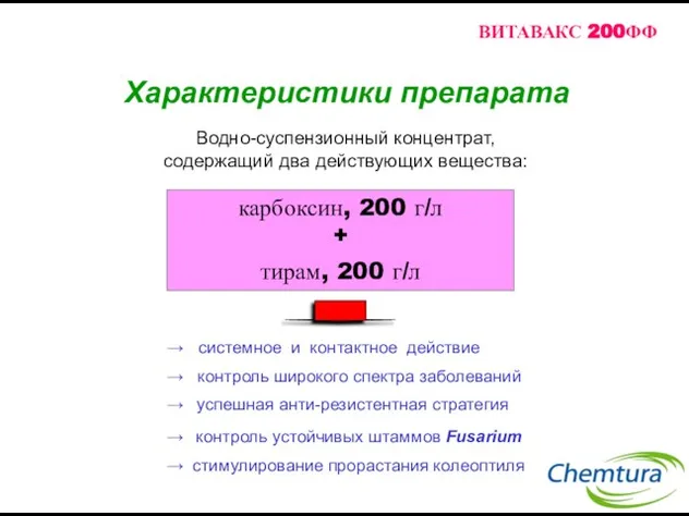 карбоксин, 200 г/л + тирам, 200 г/л → системное и контактное действие