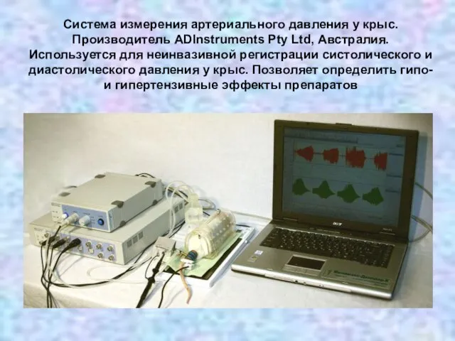 Система измерения артериального давления у крыс. Производитель ADInstruments Pty Ltd, Австралия. Используется