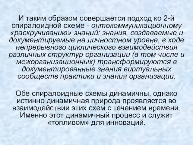 И таким образом совершается подход ко 2-й спиралоидной схеме - онтокоммуникационному «раскручиванию»