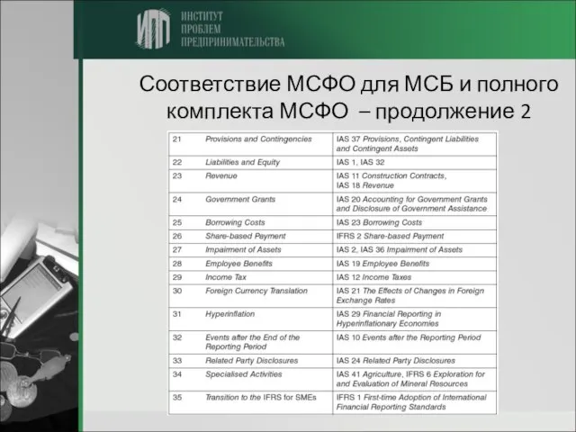 Соответствие МСФО для МСБ и полного комплекта МСФО – продолжение 2