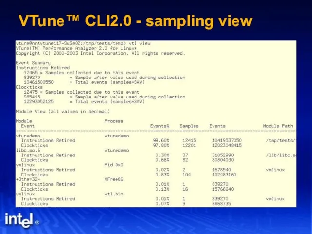 VTune™ CLI2.0 - sampling view