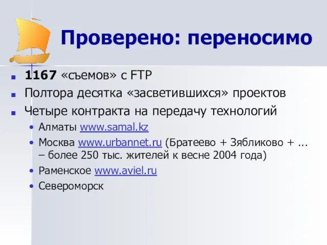 Проверено: переносимо 1167 «съемов» с FTP Полтора десятка «засветившихся» проектов Четыре контракта