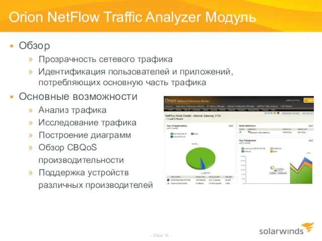 - Slide - Orion NetFlow Traffic Analyzer Модуль Обзор Прозрачность сетевого трафика