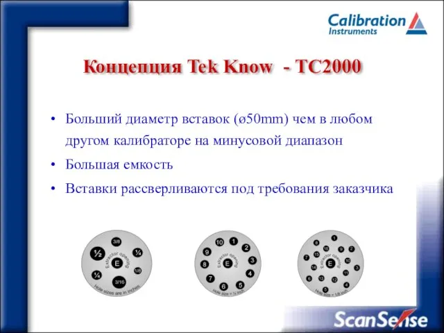 Концепция Tek Know - ТC2000 Больший диаметр вставок (ø50mm) чем в любом