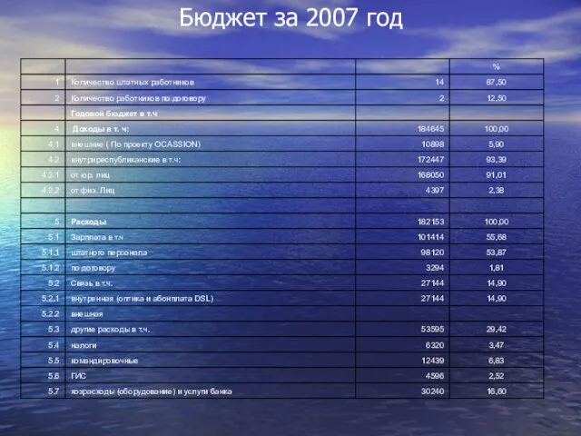 Бюджет за 2007 год
