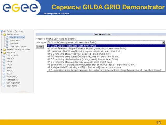 Сервисы GILDA GRID Demonstrator