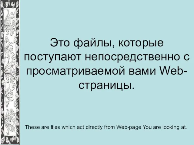 Это файлы, которые поступают непосредственно с просматриваемой вами Web-страницы. These are files