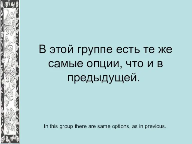 В этой группе есть те же самые опции, что и в предыдущей.