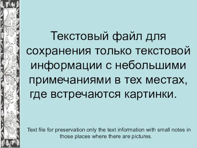 Текстовый файл для сохранения только текстовой информации с небольшими примечаниями в тех