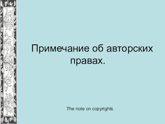 Примечание об авторских правах. The note on copyrights.