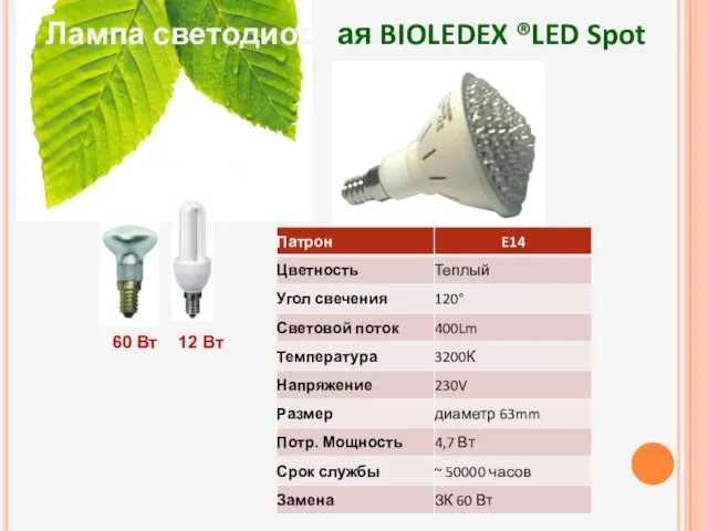 Лампа светодиодная BIOLEDEX ®LED Spot 60 Вт 12 Вт