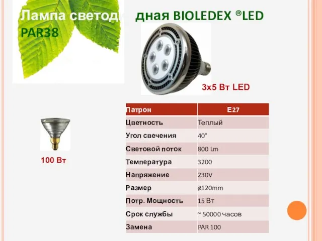 Лампа светодиодная BIOLEDEX ®LED PAR38 3х5 Вт LED 100 Вт