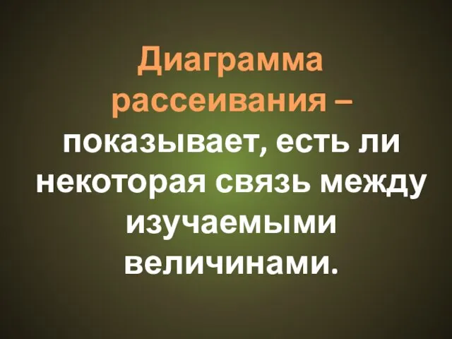 Диаграмма рассеивания – показывает, есть ли некоторая связь между изучаемыми величинами.