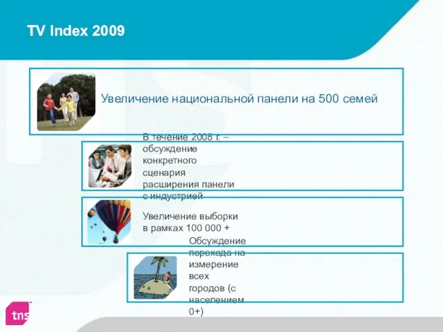 TV Index 2009 Увеличение национальной панели на 500 семей В течение 2008