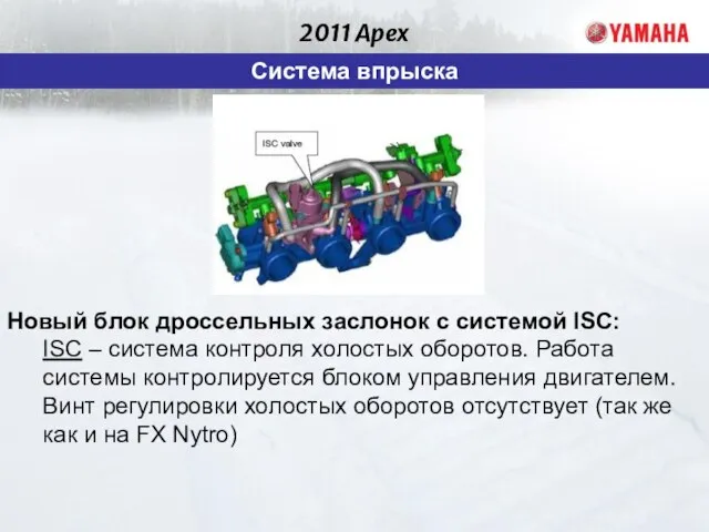 2011 Apex Система впрыска Новый блок дроссельных заслонок с системой ISC: ISC