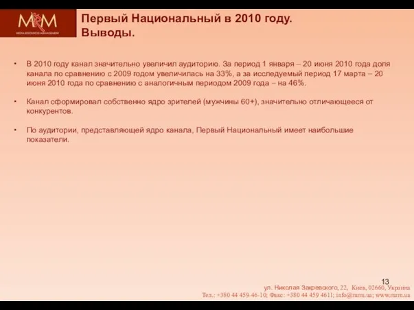 Первый Национальный в 2010 году. Выводы. ул. Николая Закревского, 22, Киев, 02660,