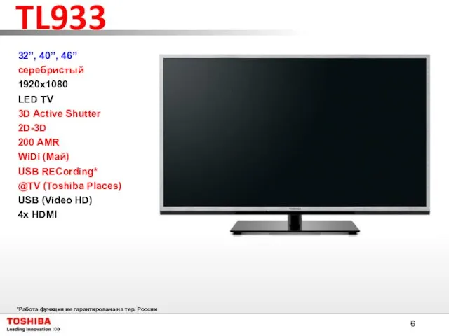 TL933 32”, 40”, 46” серебристый 1920x1080 LED TV 3D Active Shutter 2D-3D