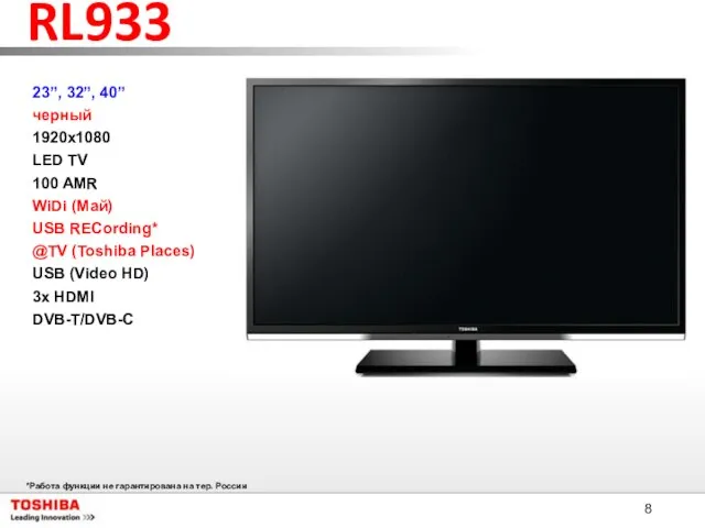 RL933 23”, 32”, 40” черный 1920x1080 LED TV 100 AMR WiDi (Май)