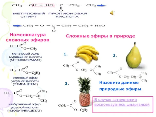 Номенклатура сложных эфиров Сложные эфиры в природе Назовите данные природные эфиры В