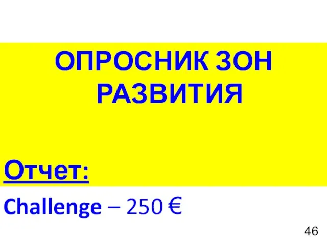 ОПРОСНИК ЗОН РАЗВИТИЯ Отчет: Challenge – 250 €