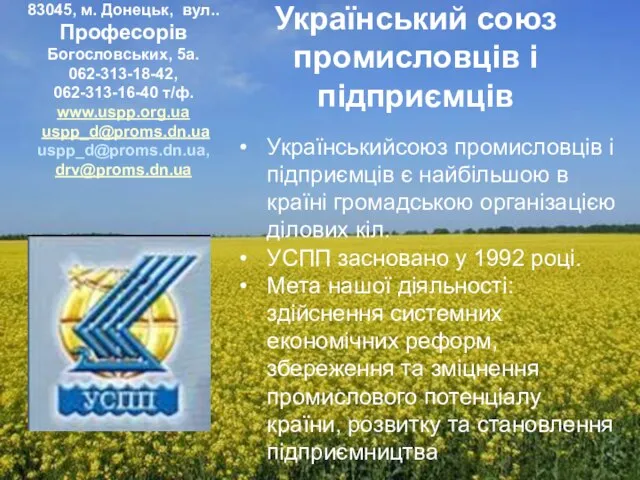 Український союз промисловців і підприємців Український союз промисловців і підприємців Український союз