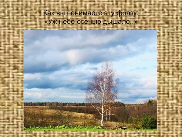 Как вы понимаете эту фразу: «Уж небо осенью дышало..»