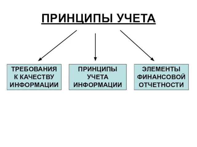 ПРИНЦИПЫ УЧЕТА ТРЕБОВАНИЯ К КАЧЕСТВУ ИНФОРМАЦИИ ПРИНЦИПЫ УЧЕТА ИНФОРМАЦИИ ЭЛЕМЕНТЫ ФИНАНСОВОЙ ОТЧЕТНОСТИ