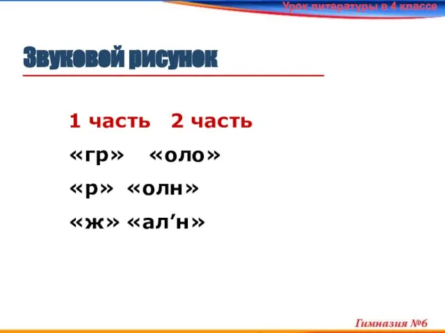 Урок литературы в 4 классе Звуковой рисунок 1 часть 2 часть «гр»