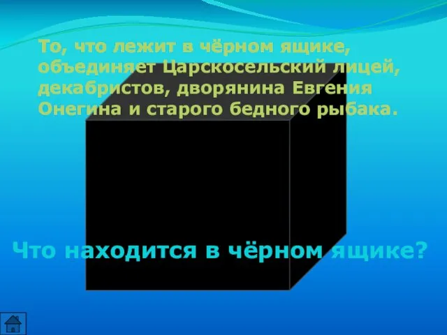 То, что лежит в чёрном ящике, объединяет Царскосельский лицей, декабристов, дворянина Евгения