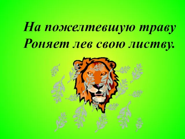 На пожелтевшую траву Роняет лев свою листву.