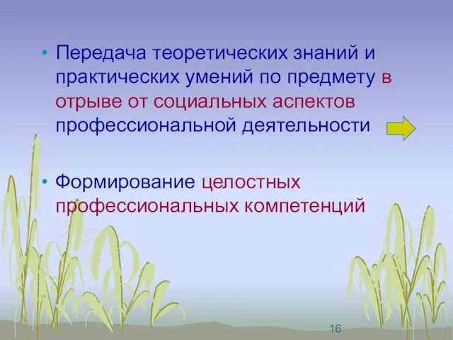 Передача теоретических знаний и практических умений по предмету в отрыве от социальных