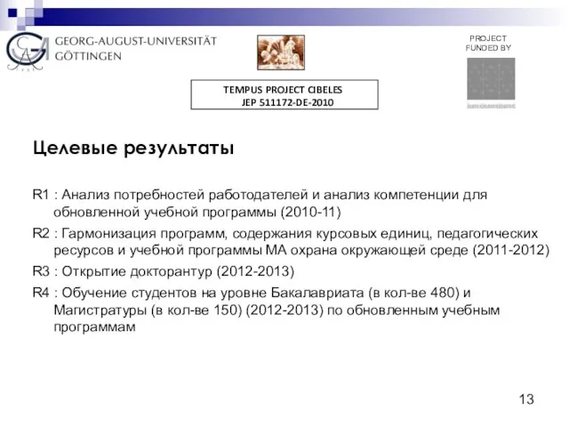 Целевые результаты R1 : Анализ потребностей работодателей и анализ компетенции для обновленной