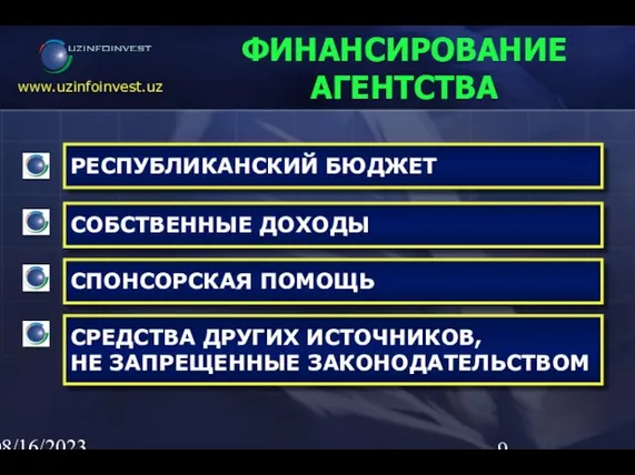 08/16/2023 02:23 AM ФИНАНСИРОВАНИЕ АГЕНТСТВА РЕСПУБЛИКАНСКИЙ БЮДЖЕТ СОБСТВЕННЫЕ ДОХОДЫ СПОНСОРСКАЯ ПОМОЩЬ СРЕДСТВА