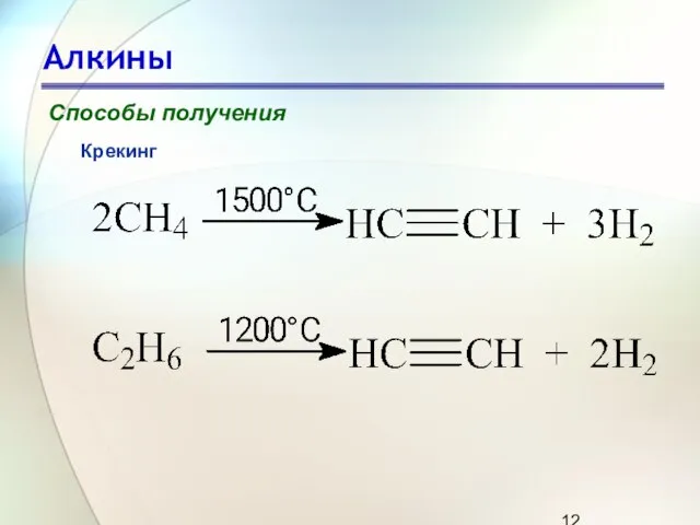 Алкины Способы получения Крекинг