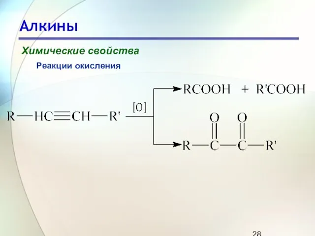 Алкины Химические свойства Реакции окисления