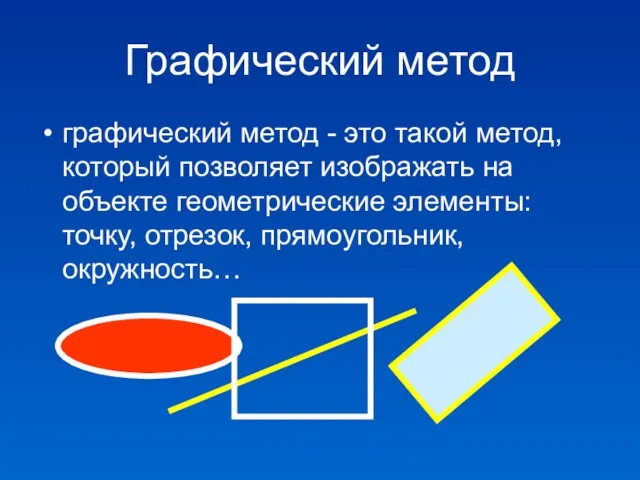 Графический метод графический метод - это такой метод, который позволяет изображать на