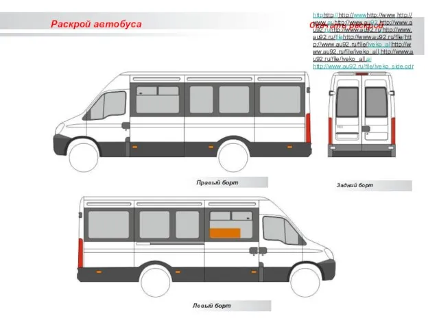 Раскрой автобуса Задний борт Скачать раскрой httphttp://http://wwwhttp://www.http://www.auhttp://www.au92.http://www.au92.ruhttp://www.au92.ru/http://www.au92.ru/filehttp://www.au92.ru/file/http://www.au92.ru/file/iveko_allhttp://www.au92.ru/file/iveko_all.http://www.au92.ru/file/iveko_all.ai http://www.au92.ru/file/iveko_side.cdr Левый борт Правый борт