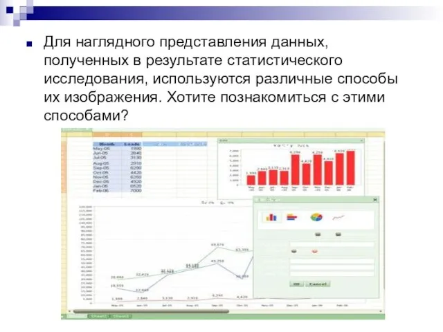 Для наглядного представления данных, полученных в результате статистического исследования, используются различные способы