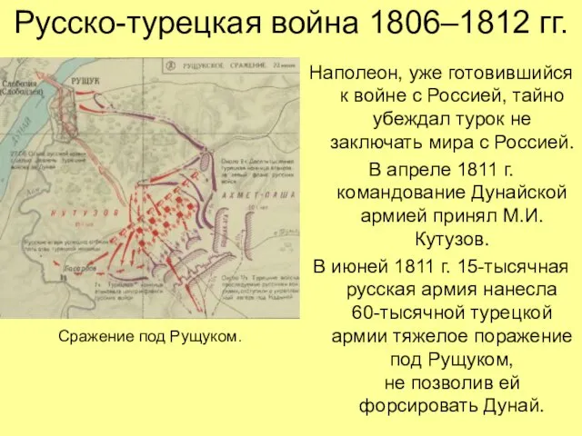 Русско-турецкая война 1806–1812 гг. Наполеон, уже готовившийся к войне с Россией, тайно