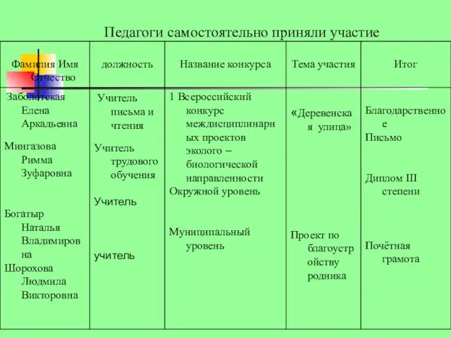 Педагоги самостоятельно приняли участие