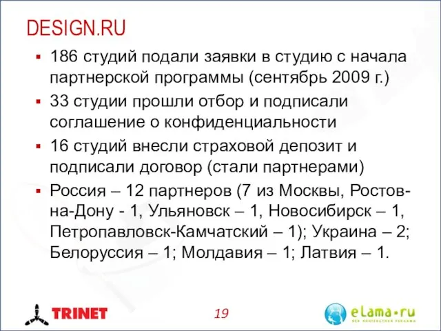 DESIGN.RU 186 студий подали заявки в студию с начала партнерской программы (сентябрь