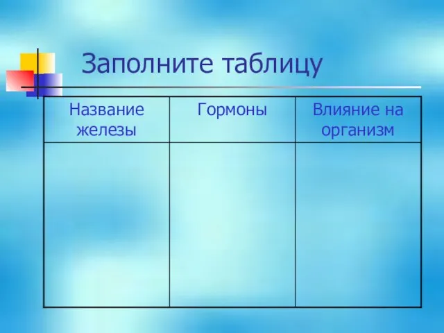 Заполните таблицу