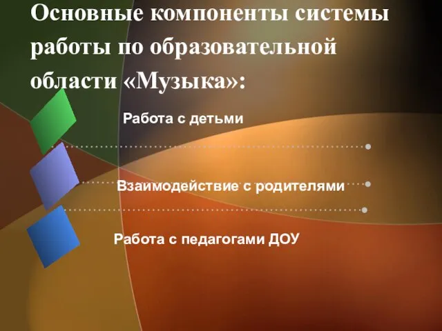 Основные компоненты системы работы по образовательной области «Музыка»: