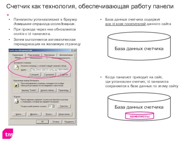 Счетчик как технология, обеспечивающая работу панели Панелисты устанавливают в браузер домашняя страница