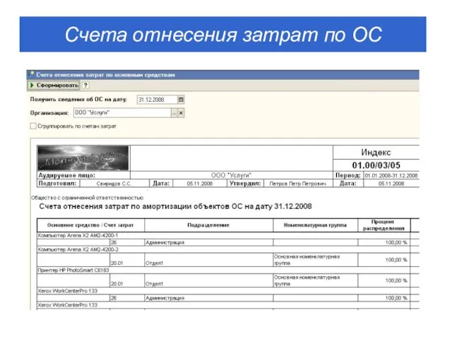 Счета отнесения затрат по ОС